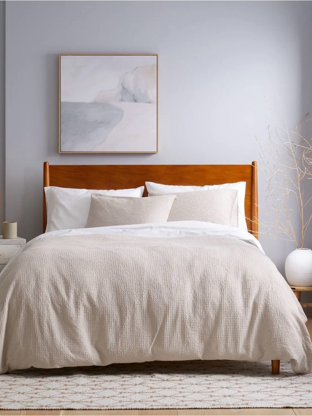 NEW Quince 100% Org Cotton Luxe Honeycomb Duvet Cover Set, King/Cal King (Sand)